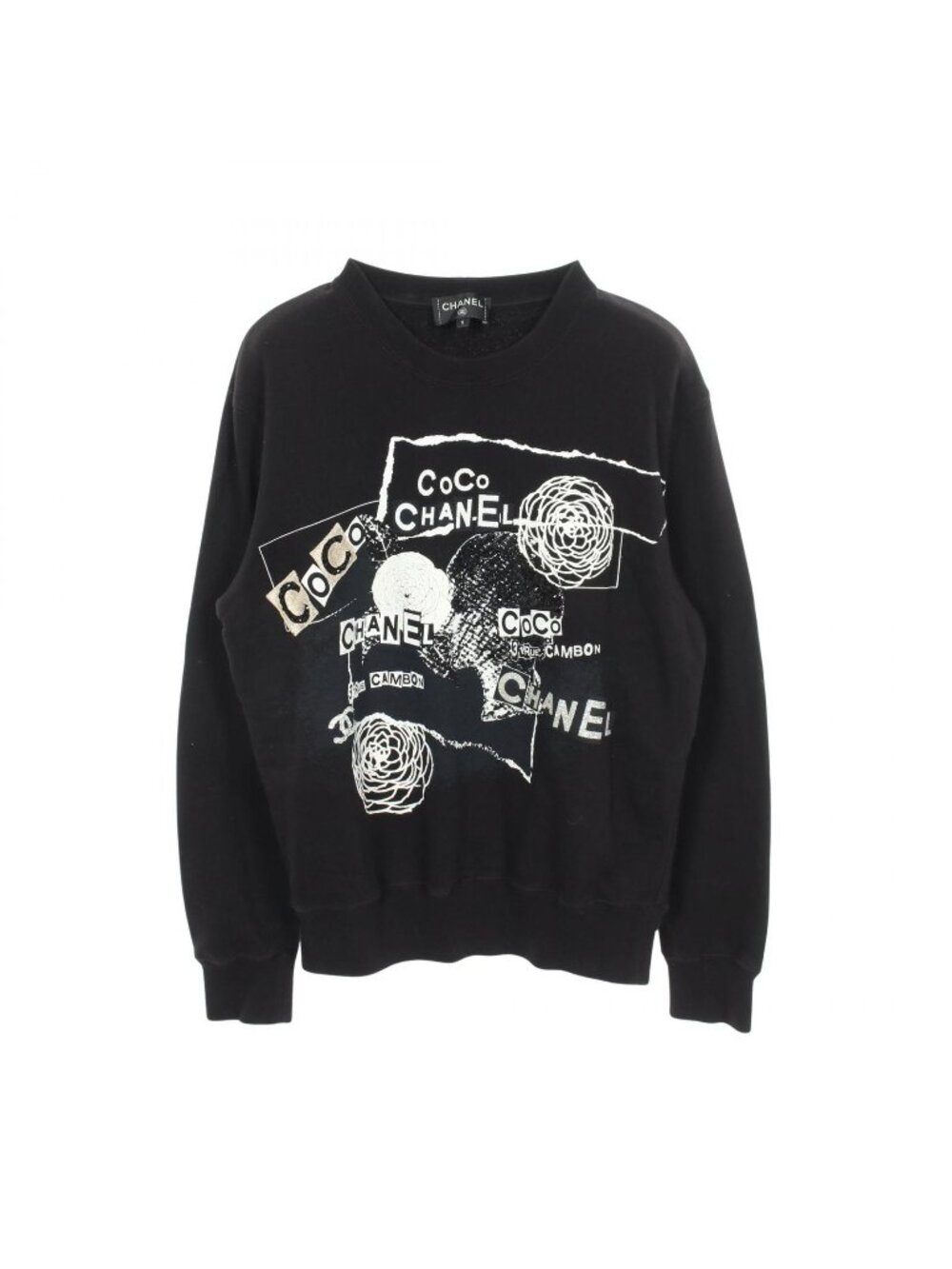 Chanel Sweatshirt Graffiti Logo Camellia Sequin Cotton